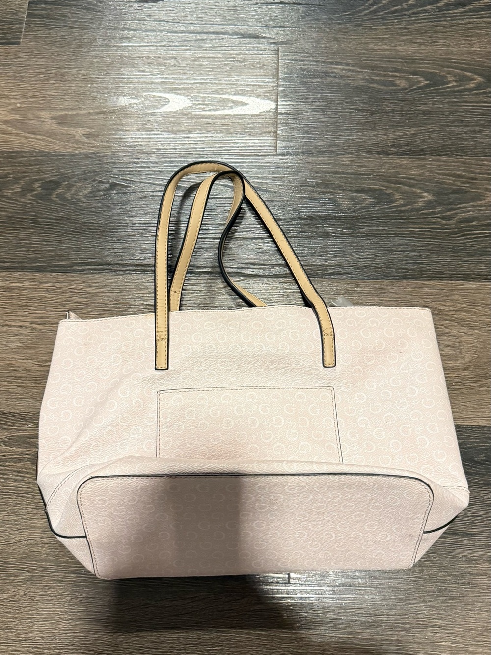 GUESS Pink Tote Bag with Tan Handles - Picture 8 of 9